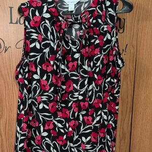 Liz Claiborne Black and Red Floral Blouse